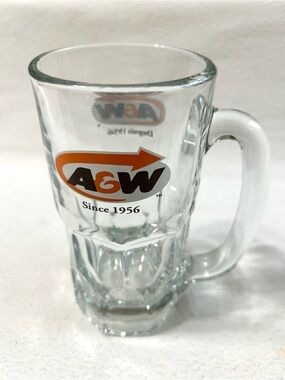 A&W Root Beer Large Glass Mug Vintage Bilingual Stein